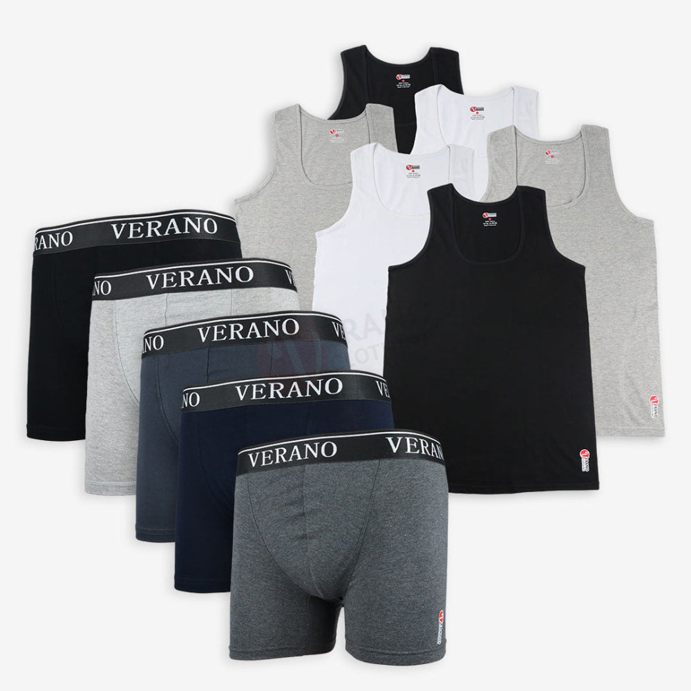 VERANO Lot 6 Débardeurs + 5 Boxers simple Bande Coton PACK