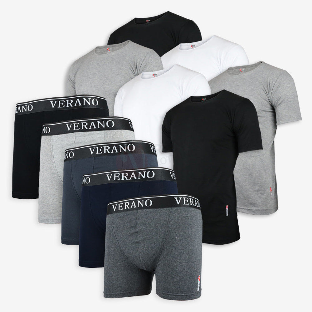VERANO Lot 6 T-shirts + 5 Boxers simple Bande Coton PACK