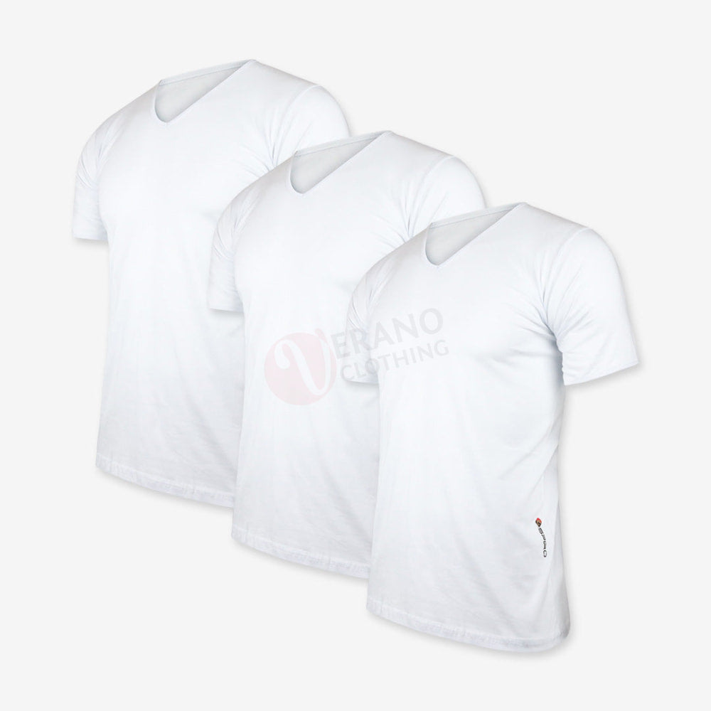 Espiro Lot 3 T-Shirts 100% Coton Blanc / Col V S Pack