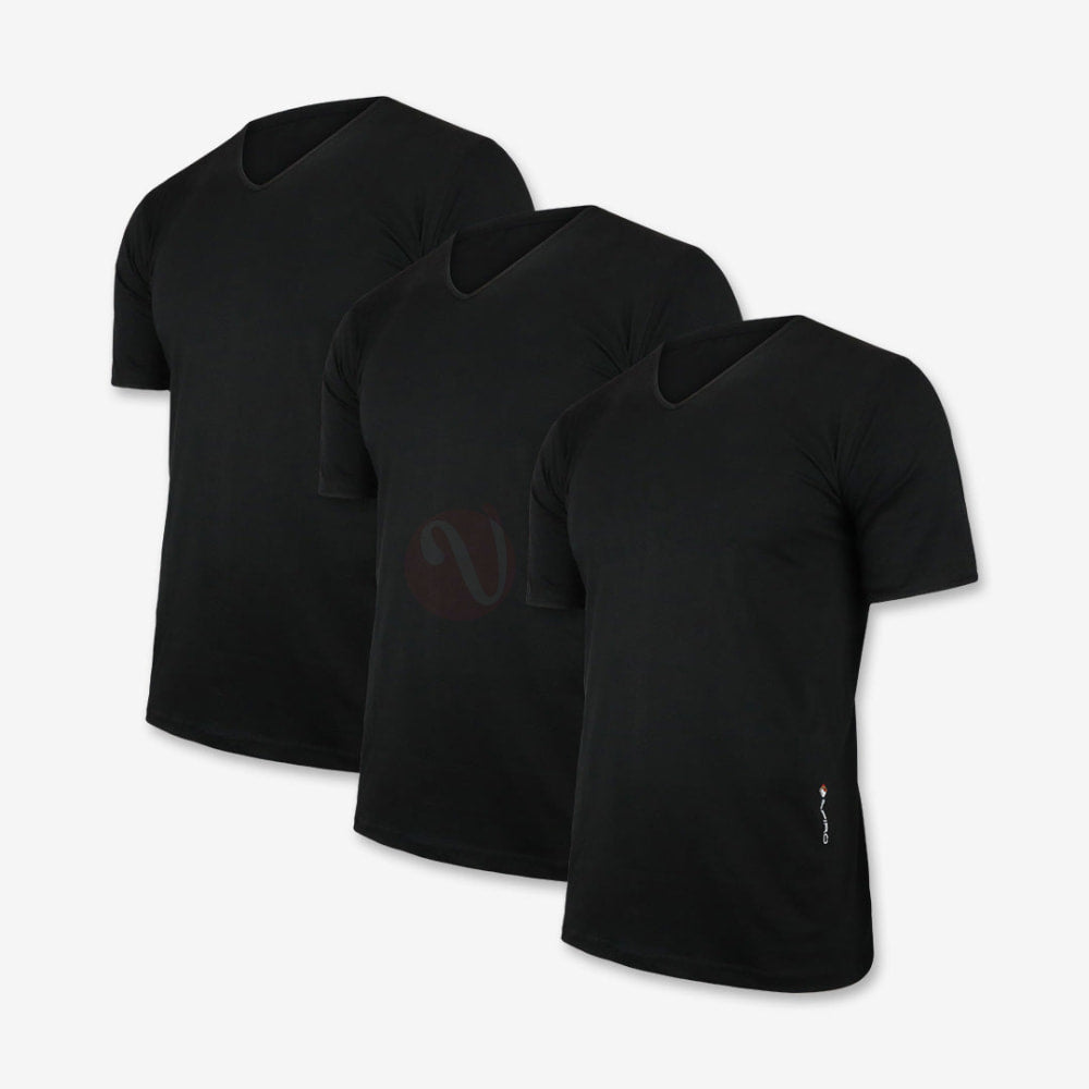 Espiro Lot 3 T-Shirts 100% Coton Noir / Col V S Pack