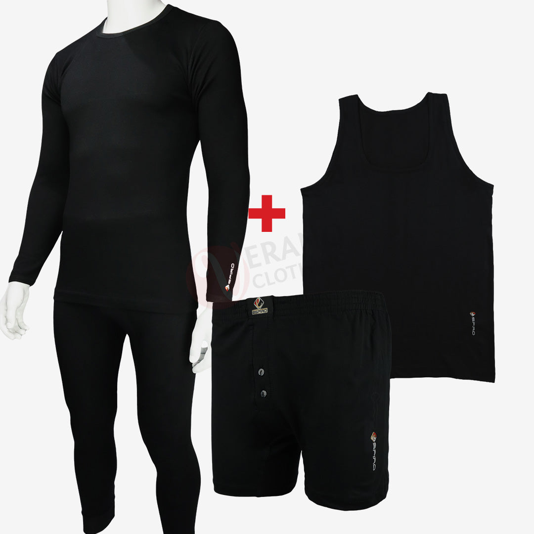 ESPIRO Ensemble de 4 Sous-vêtements 100% Coton Confortables pour l’Automne-Hiver
