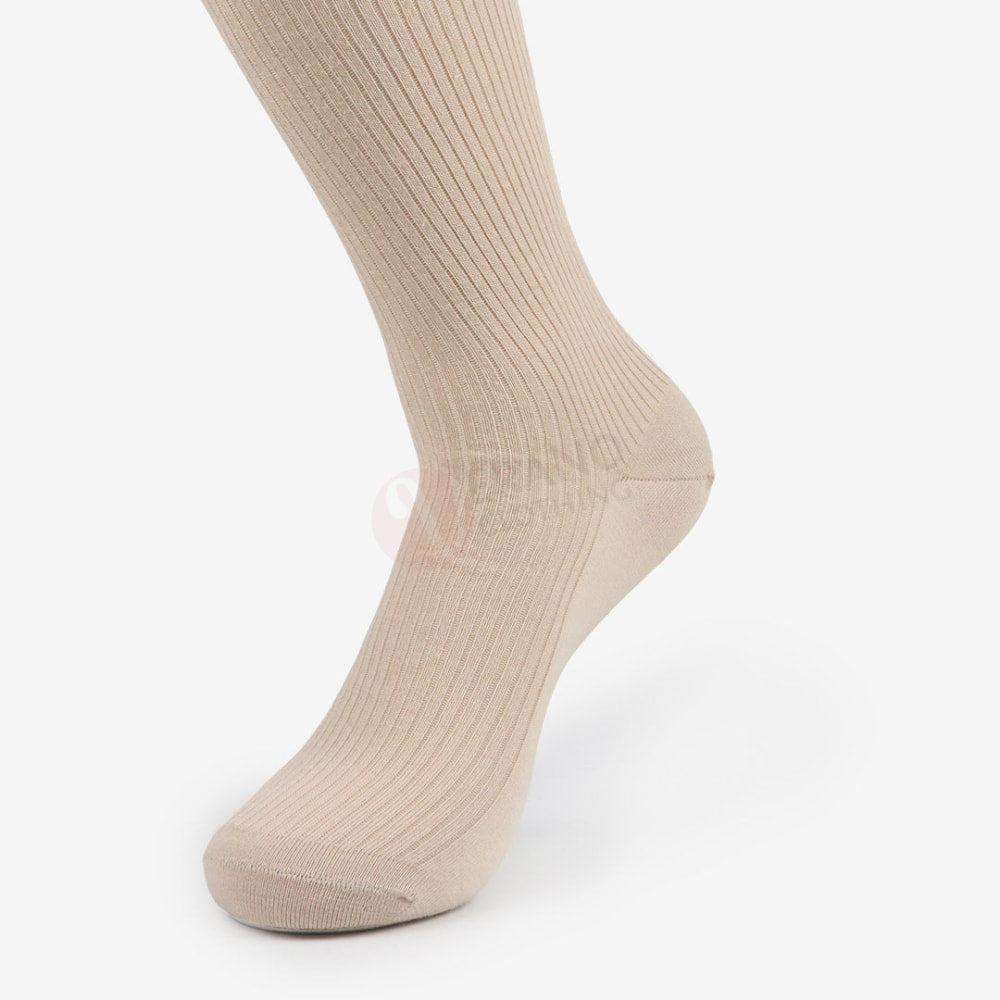 LEADER Chaussettes Médicale Ligné en Coton Beige / 39 42 Chaussette