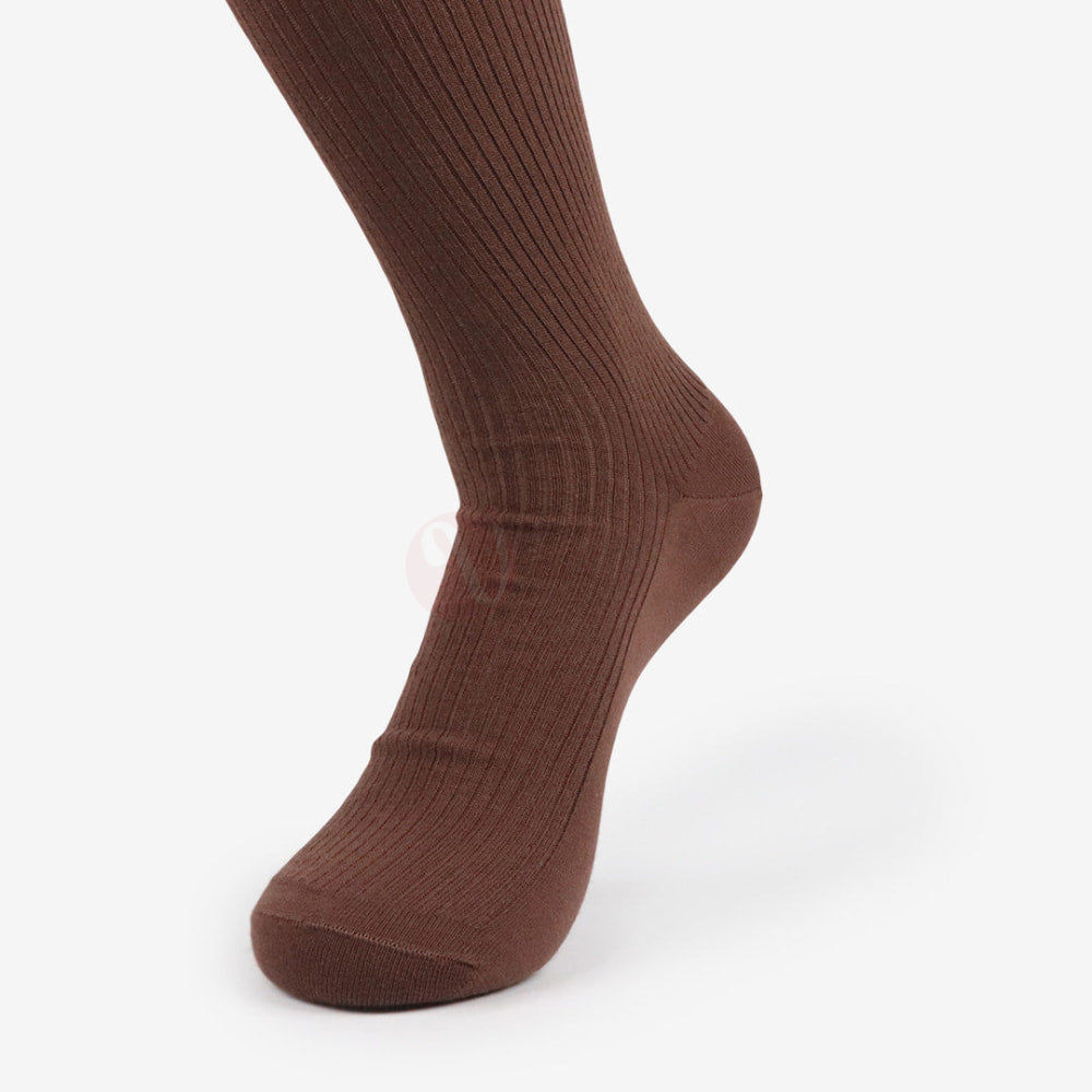 LEADER Chaussettes Médicale Ligné en Coton Marron / 39 42 Chaussette