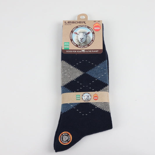 LEADER Chaussettes Jacquard Chaudes en Laine Naturelle