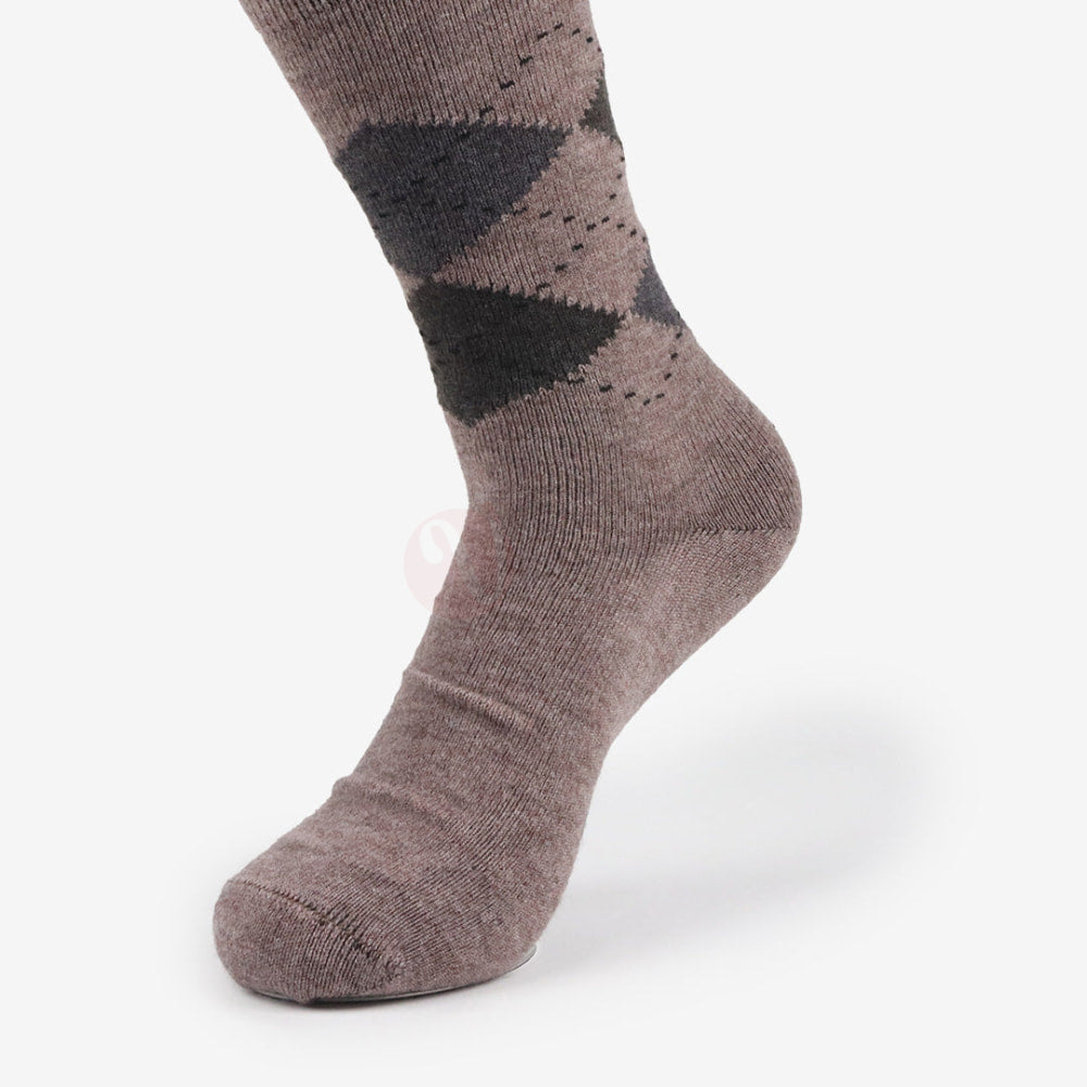 LEADER Chaussettes Jacquard Chaudes en Laine Naturelle Marron tabac / 40 45 Chaussette
