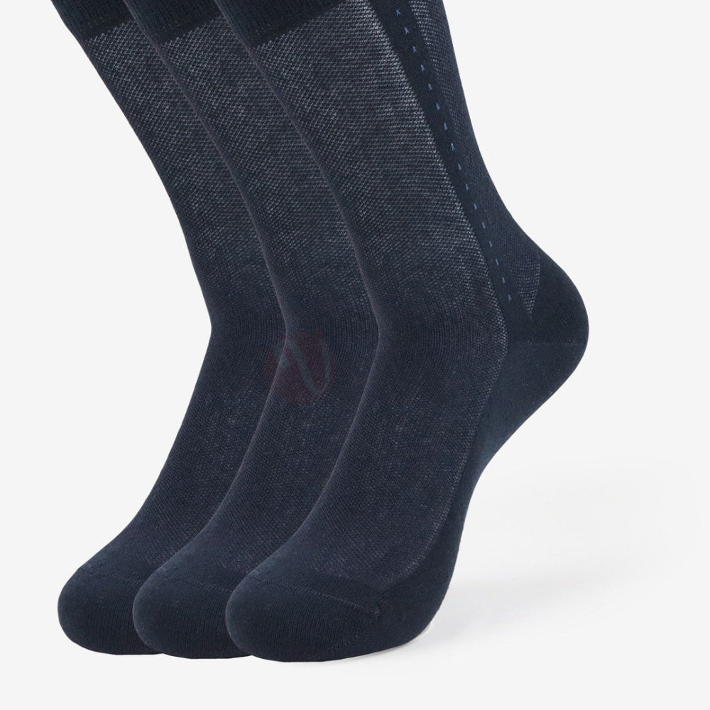 LEADER Lot 3 Chaussettes Classique Ligné Coton Bleu foncé / 39 42 PACK