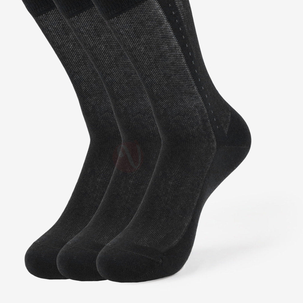 LEADER Lot 3 Chaussettes Classique Ligné Coton Noir / 39 42 PACK