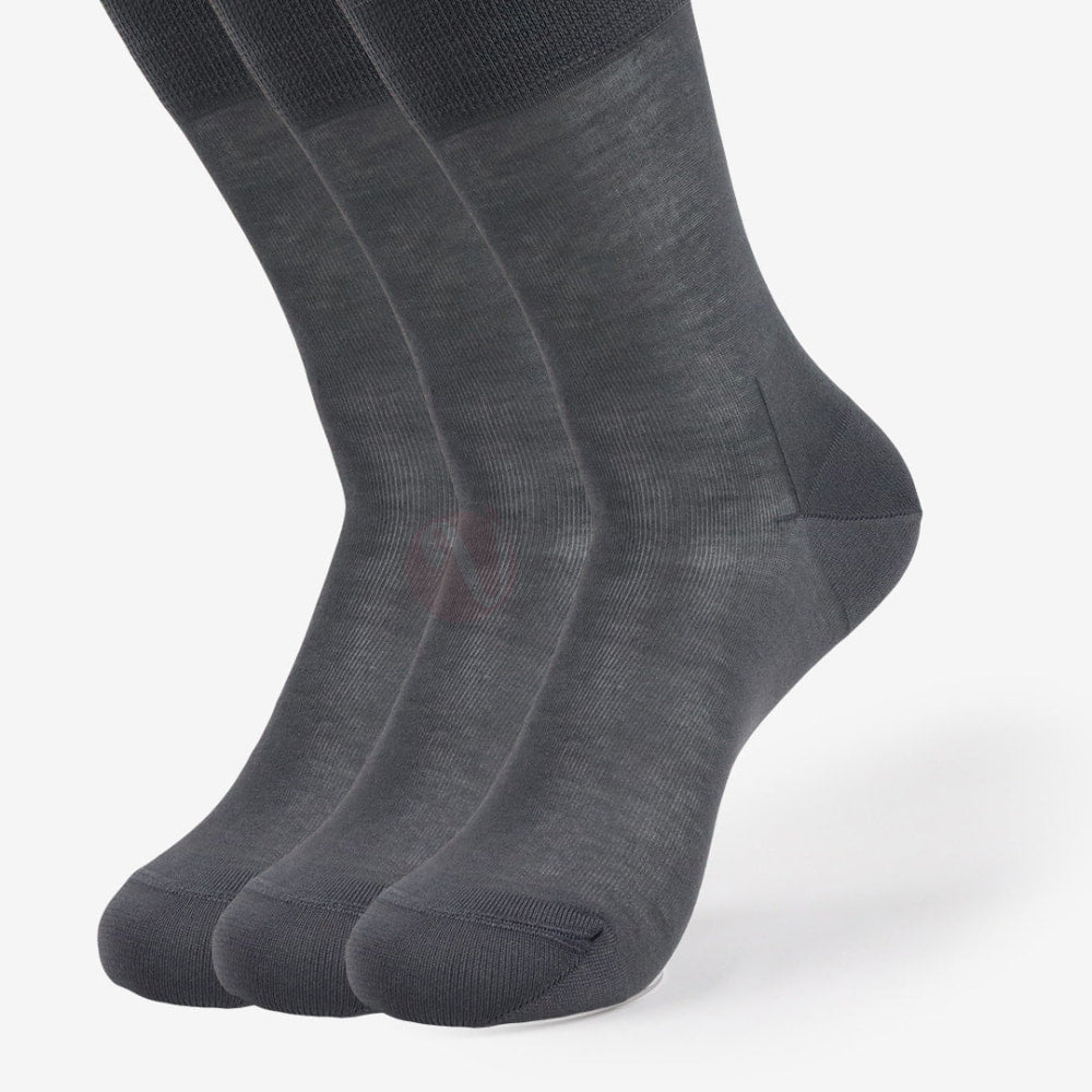 LEADER Lot 3 Chaussettes Fil d’Ecosse Fin en Coton Gris foncé / 39 42 PACK