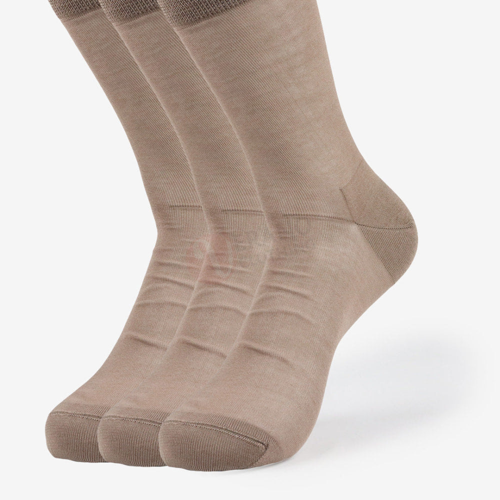 LEADER Lot 3 Chaussettes Fil d’Ecosse Fin en Coton Marron tabac / 39 42 PACK