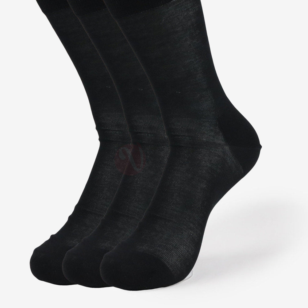 LEADER Lot 3 Chaussettes Fil d’Ecosse Fin en Coton Noir / 39 42 PACK
