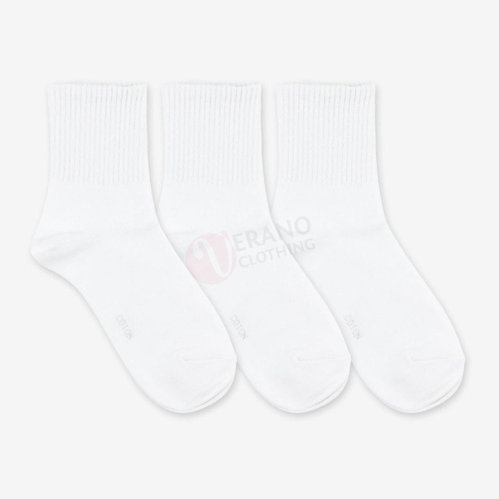 Leader Lot 3 Chaussettes Sport Coton Mi-Long Blanc / 39-42 Pack