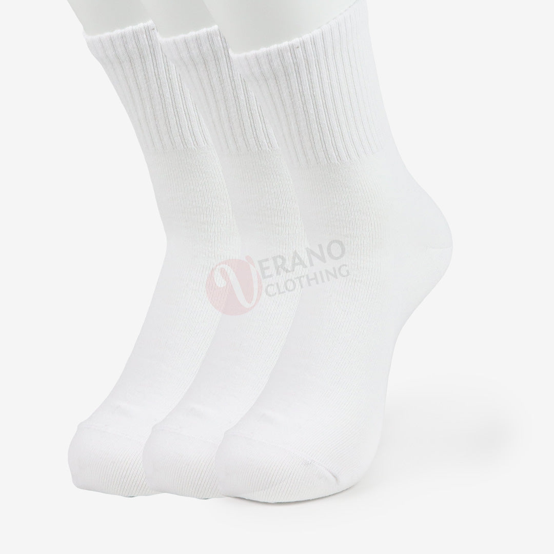 Leader Lot 3 Chaussettes Sport Coton Mi-Long Blanc / 39-42 Pack