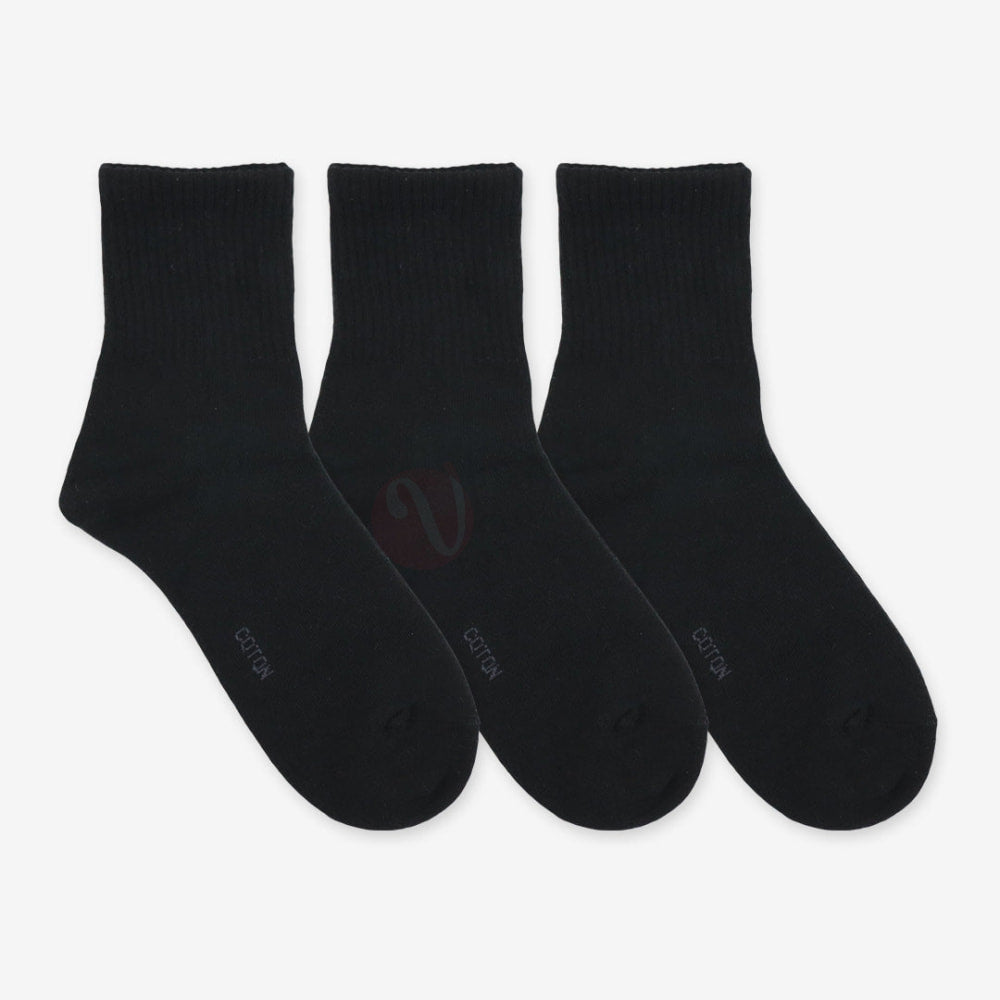 Leader Lot 3 Chaussettes Sport Coton Mi-Long Noir / 39-42 Pack
