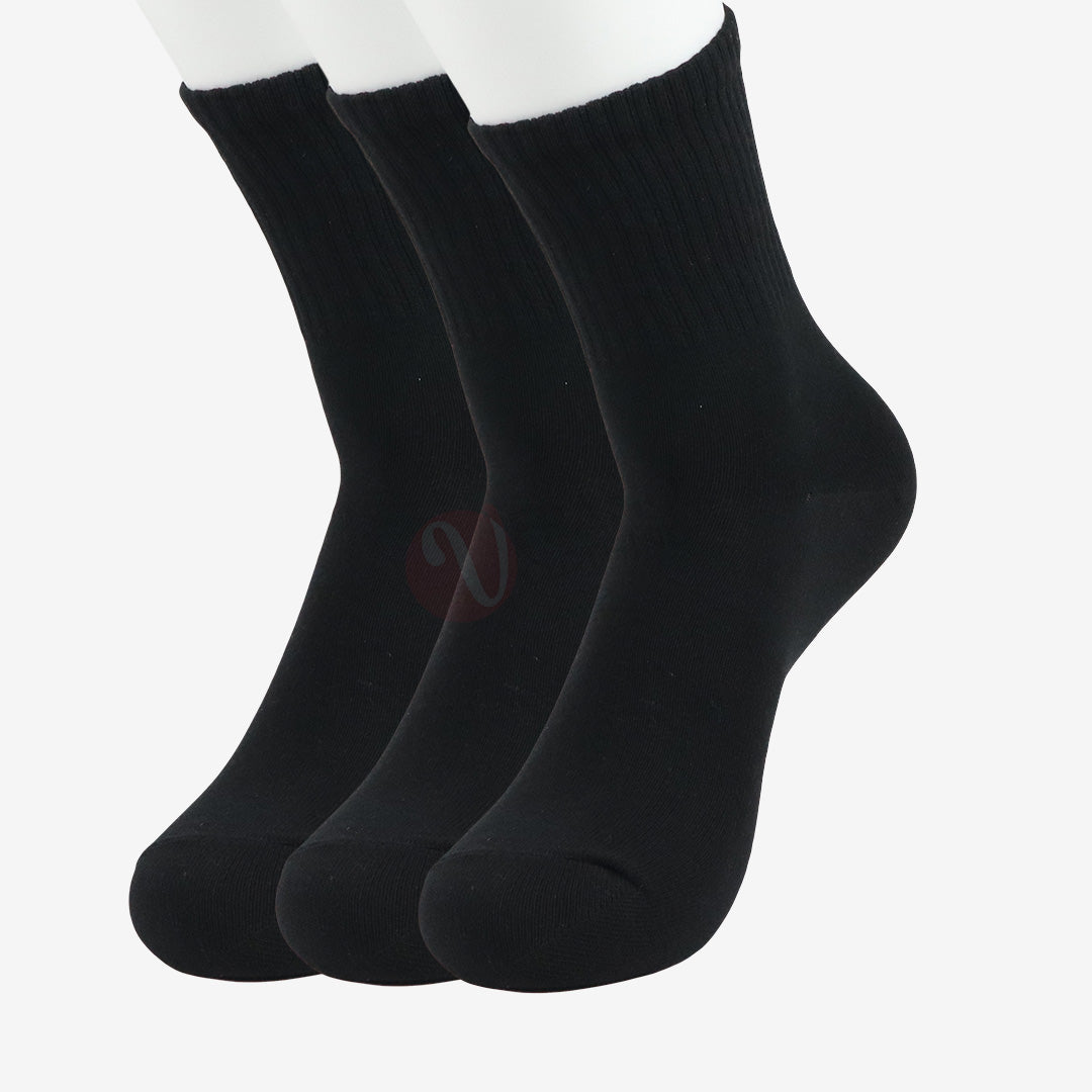Leader Lot 3 Chaussettes Sport Coton Mi-Long Noir / 39-42 Pack