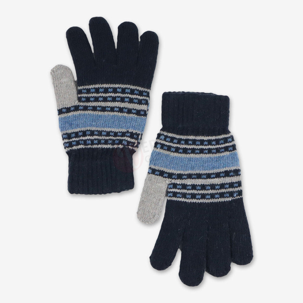 Gants D’hiver Motif Bleu Foncé Gant