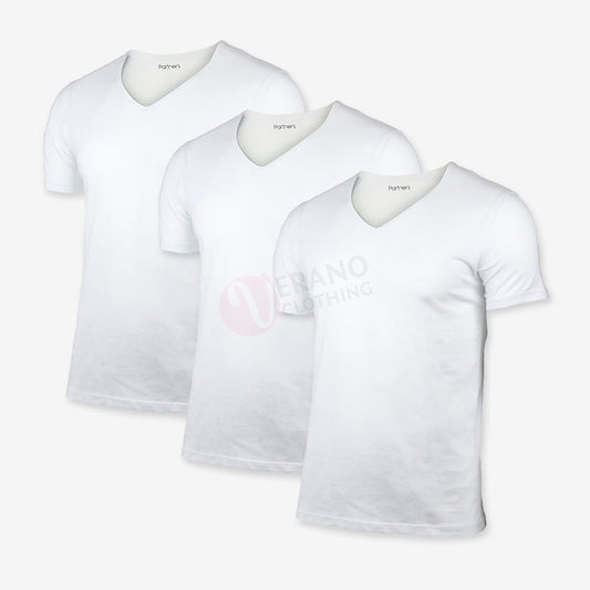 PARTNERS Lot 3 T-shirts Blanc 100% Coton