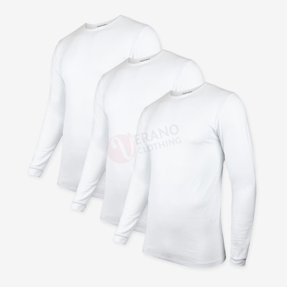 Partners Lot 3 Sous Pull Thermique Coton Blanc / M Pack