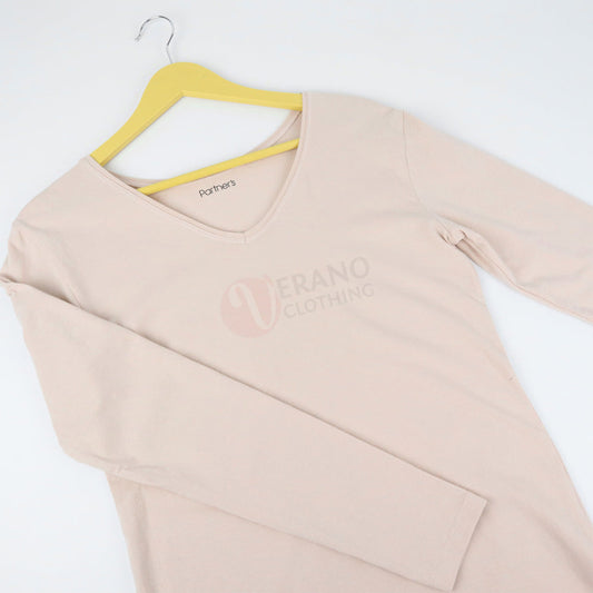 PARTNERS Sous-Pull Femme Col V Coton Stretch Confort Beige / S Sous pull