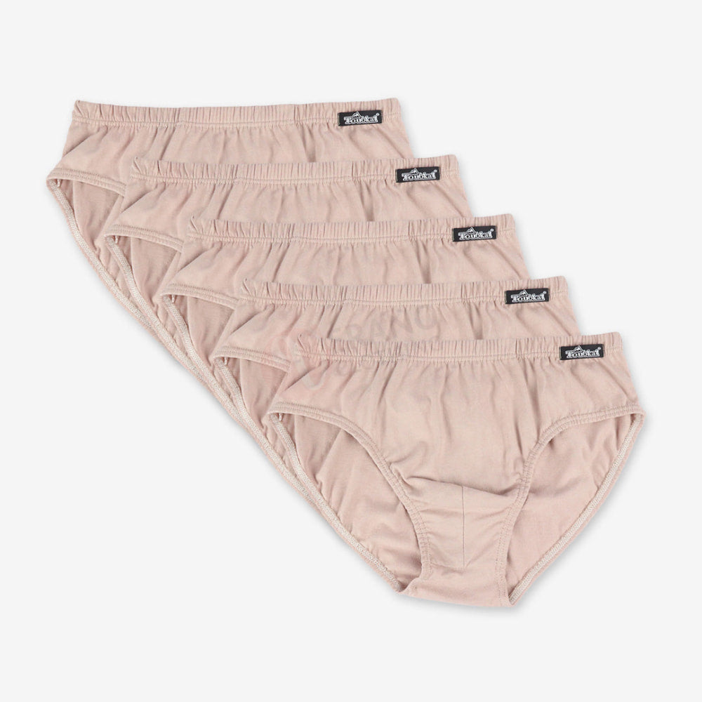 Toubkal Lot 5 Slips Simple 100% Coton Beige / S Pack