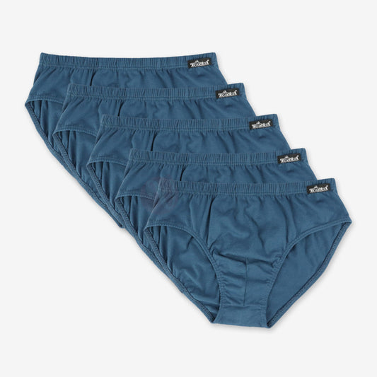 Toubkal Lot 5 Slips Simple 100% Coton Bleu Canard / S Pack