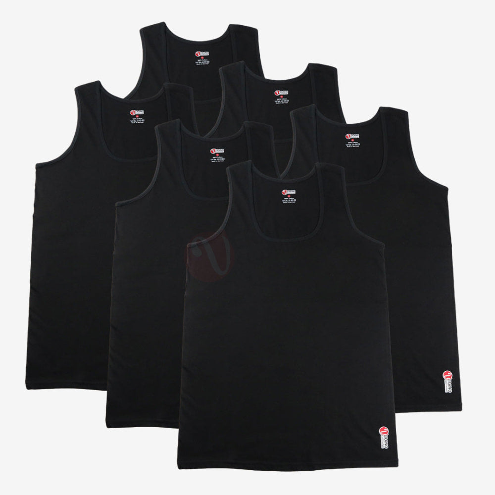 Verano Lot 6 Débardeurs 100% Coton Noir / M Pack