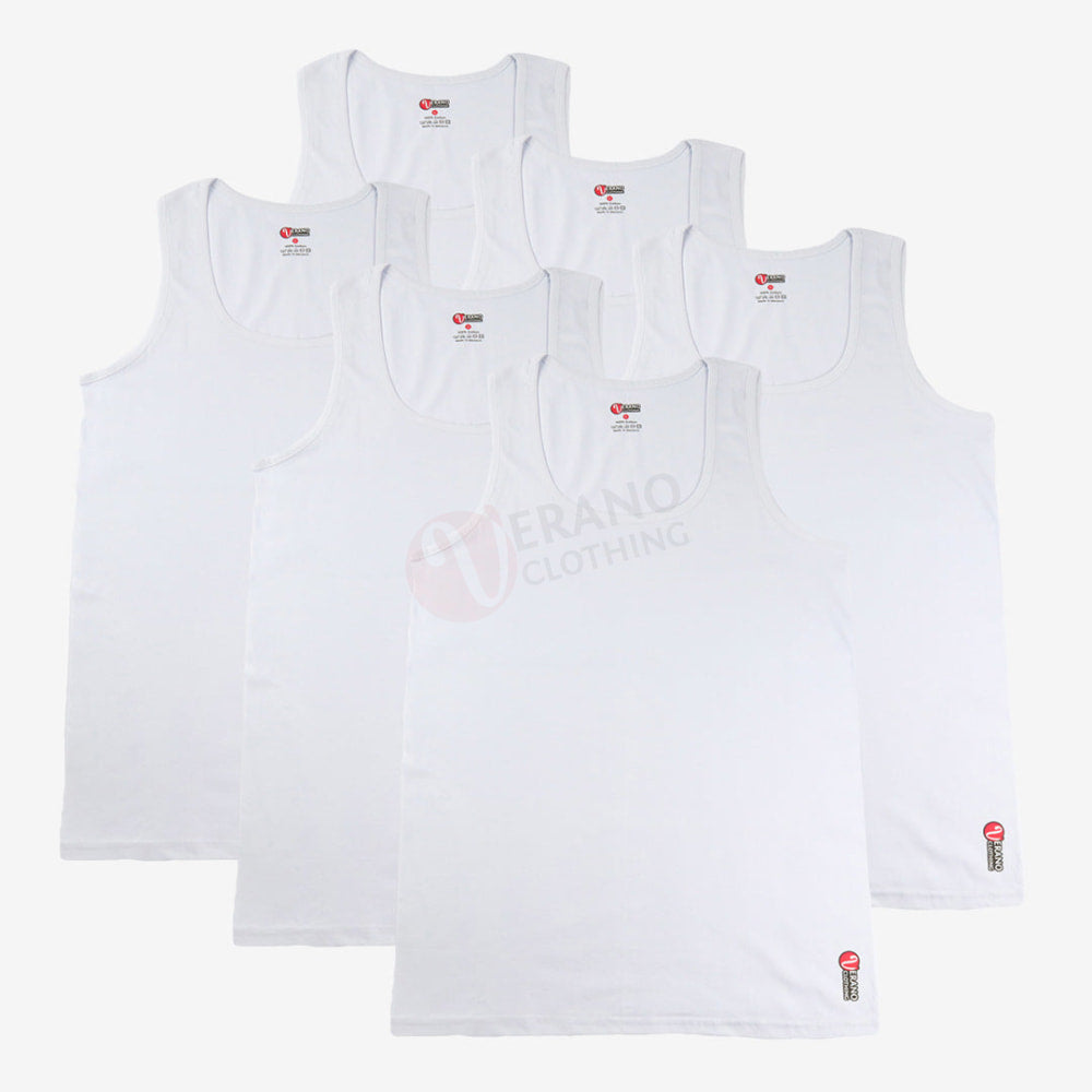 Verano Lot 6 Débardeurs 100% Coton Blanc / M Pack
