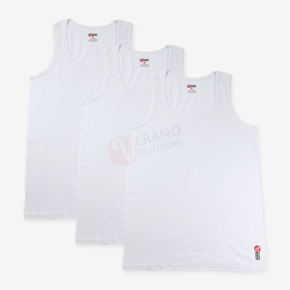 Verano Lot 3 Débardeurs 100% Coton Blanc / M Pack