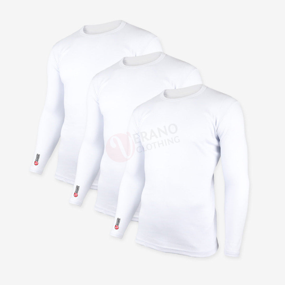 Verano Lot 3 Sous Pull Thermique 100% Coton Blanc / S-M-L Pack