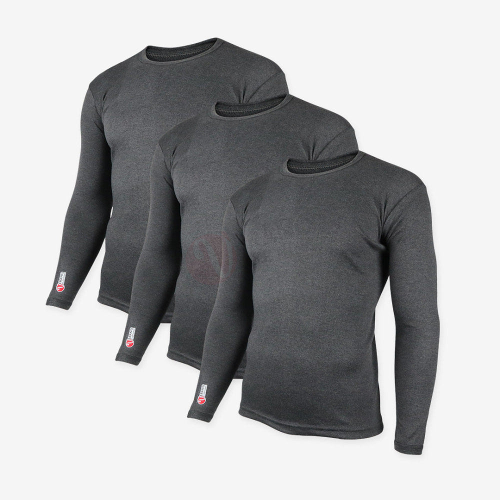 Verano Lot 3 Sous Pull Thermique 100% Coton Gris Foncé / S-M-L Pack