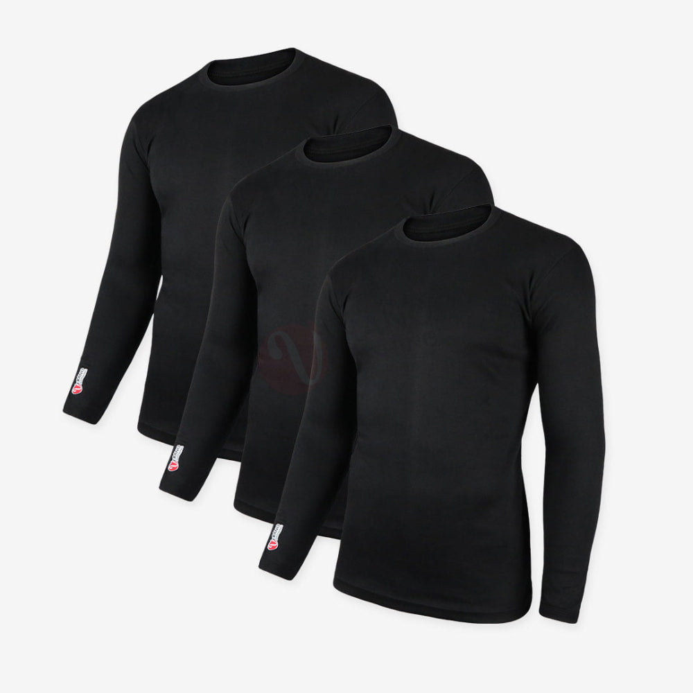 Verano Lot 3 Sous Pull Thermique 100% Coton Noir / S-M-L Pack