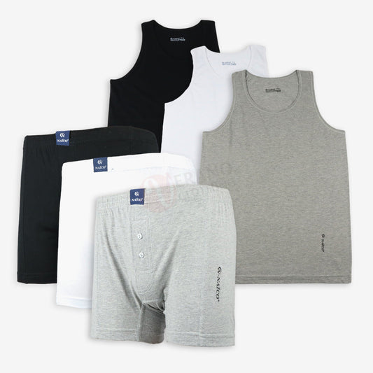 NAÏCO Lot 3x3 Caleçons-Débardeurs 100% Coton PACK