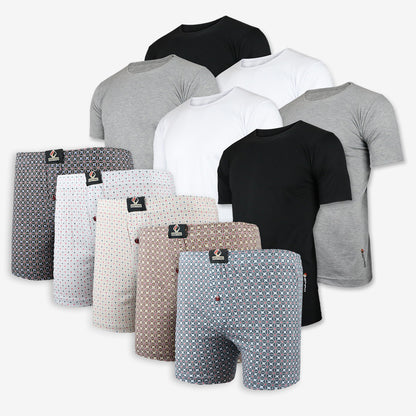 ESPIRO Lot 5 Caleçons Motif + 6 Tshirts 100% Coton