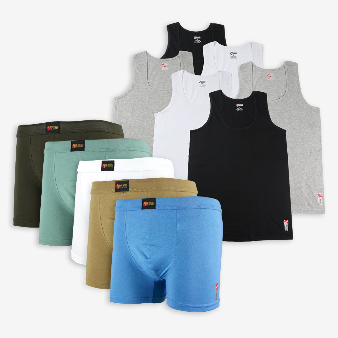 ESPIRO Lot 6 Débardeurs+5 Boxers VERANO simple Coton Confort