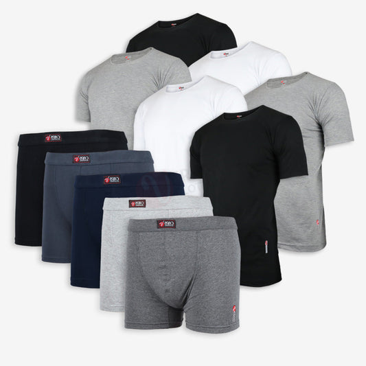 VERANO Lot 6 T-shirts + 5 Boxers simple Coton PACK