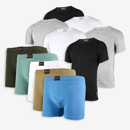 VERANO Lot 6 T-shirts + 5 Boxers simple Coton Confort PACK