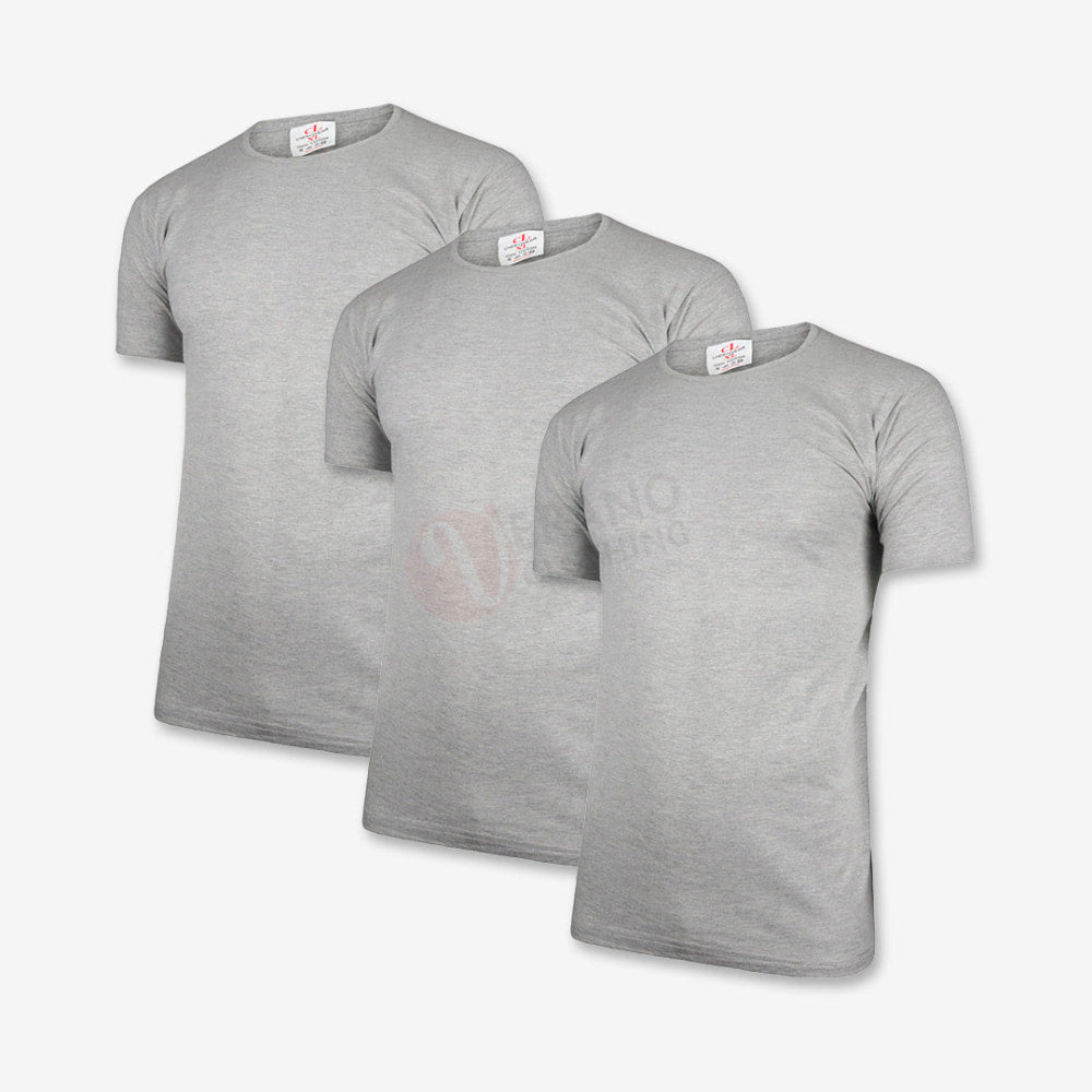 CL Lot 3 T-shirts 100% Coton Gris / Col Rond / M PACK