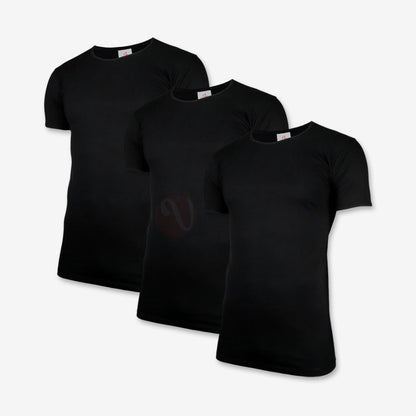CL Lot 3 T-shirts 100% Coton Noir / Col Rond / M PACK