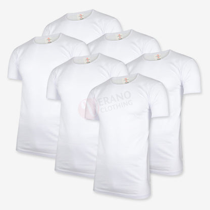 CL Lot 6 T-shirts 100% Coton Blanc / Col Rond / M PACK