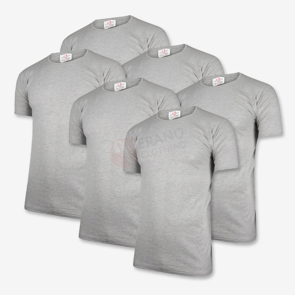 CL Lot 6 T-shirts 100% Coton Gris / Col Rond / M PACK