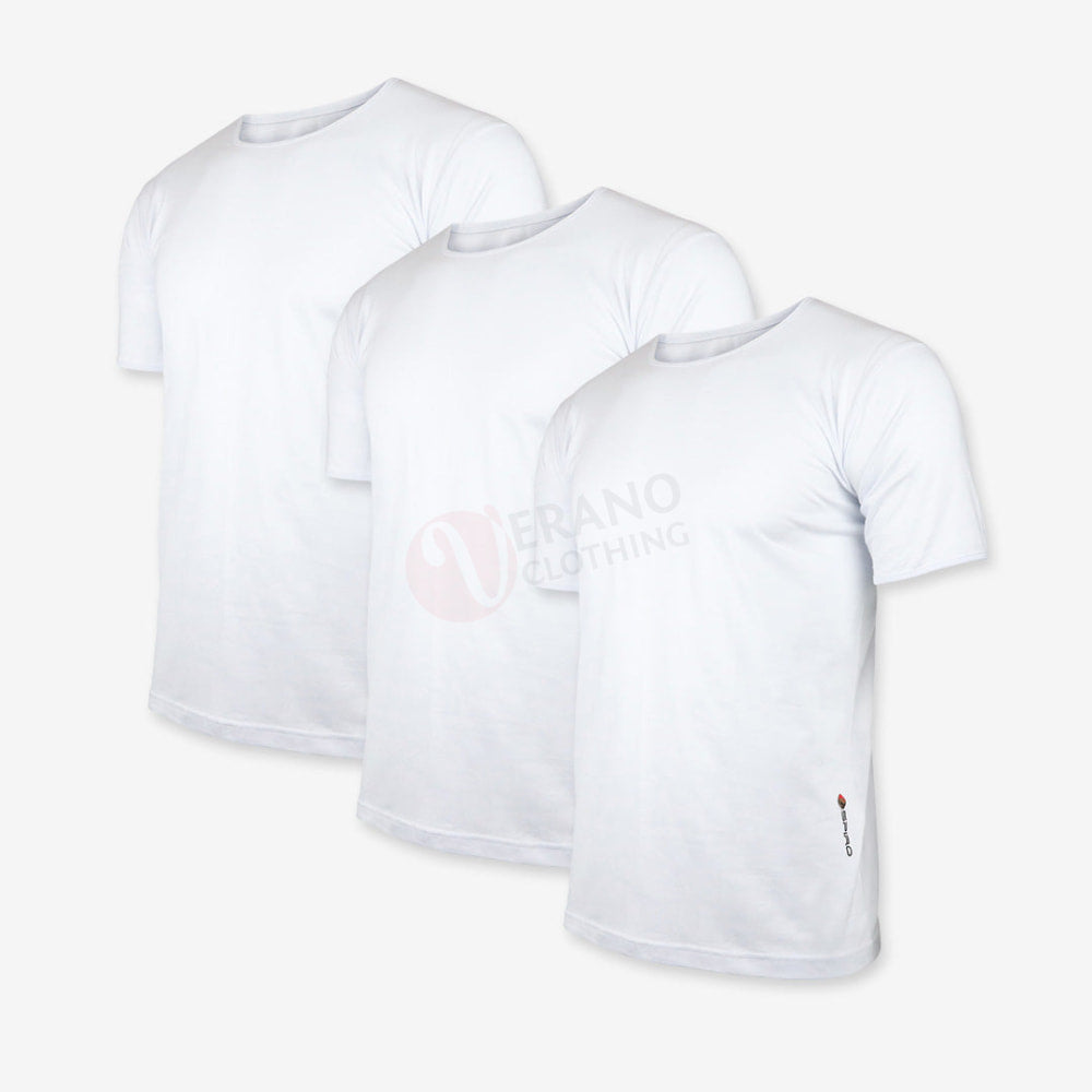 Espiro Lot 3 T-Shirts 100% Coton Blanc / Col Rond S Pack