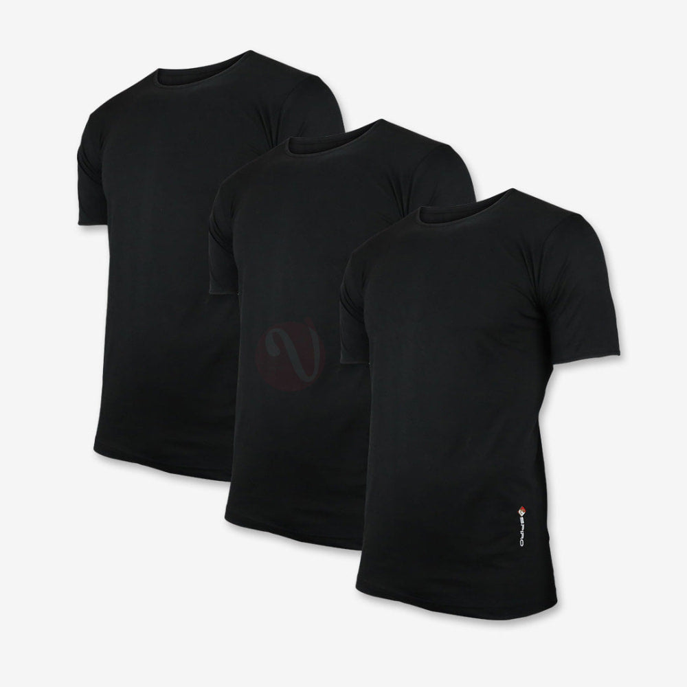 Espiro Lot 3 T-Shirts 100% Coton Noir / Col Rond S Pack