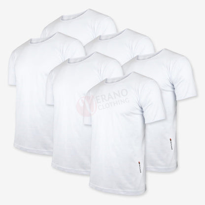 Espiro Lot 6 T-Shirts 100% Coton Blanc / Col Rond S Pack