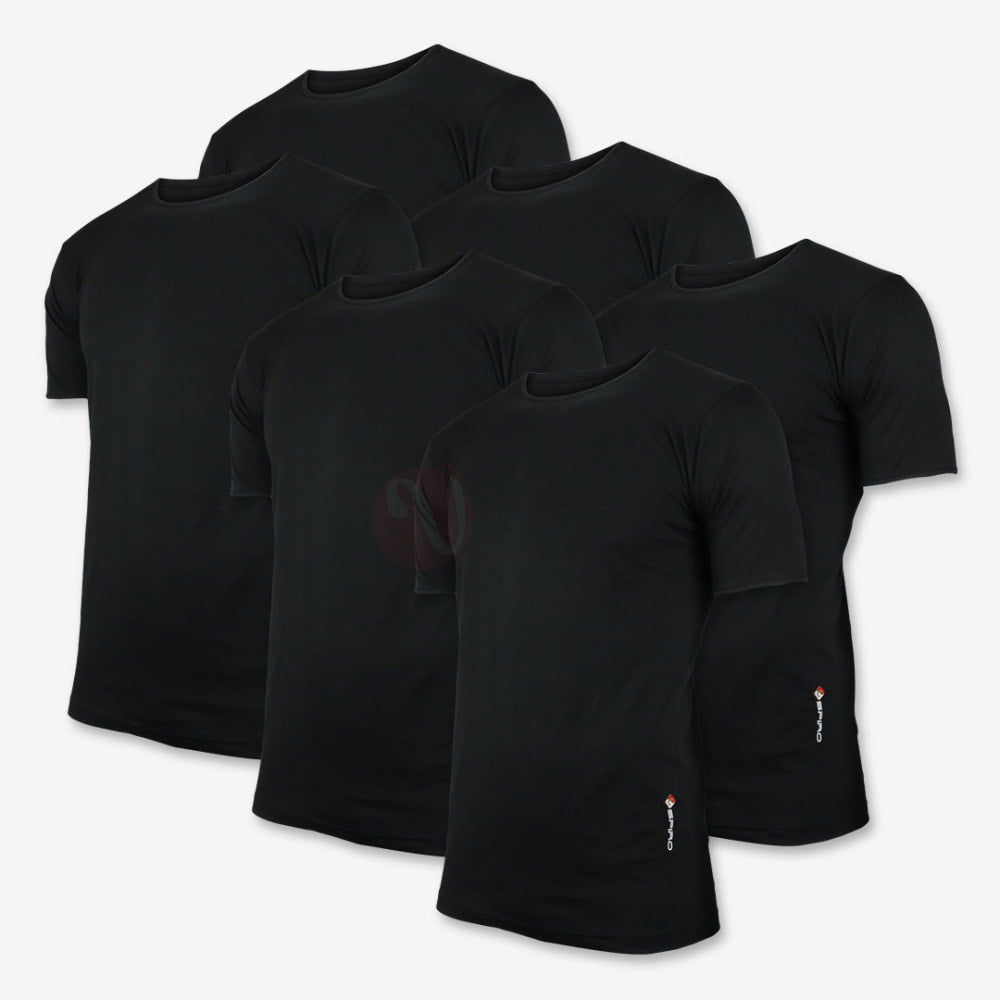 Espiro Lot 6 T-Shirts 100% Coton Noir / Col Rond S Pack