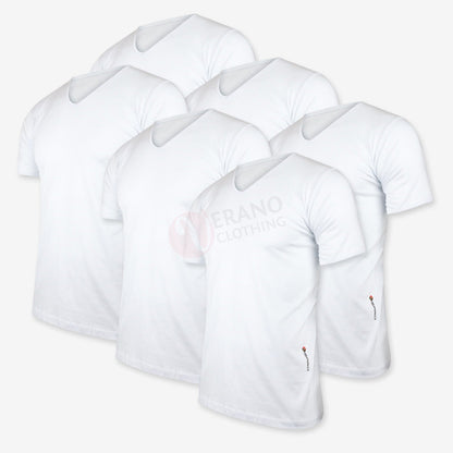 Espiro Lot 6 T-Shirts 100% Coton Blanc / Col V S Pack