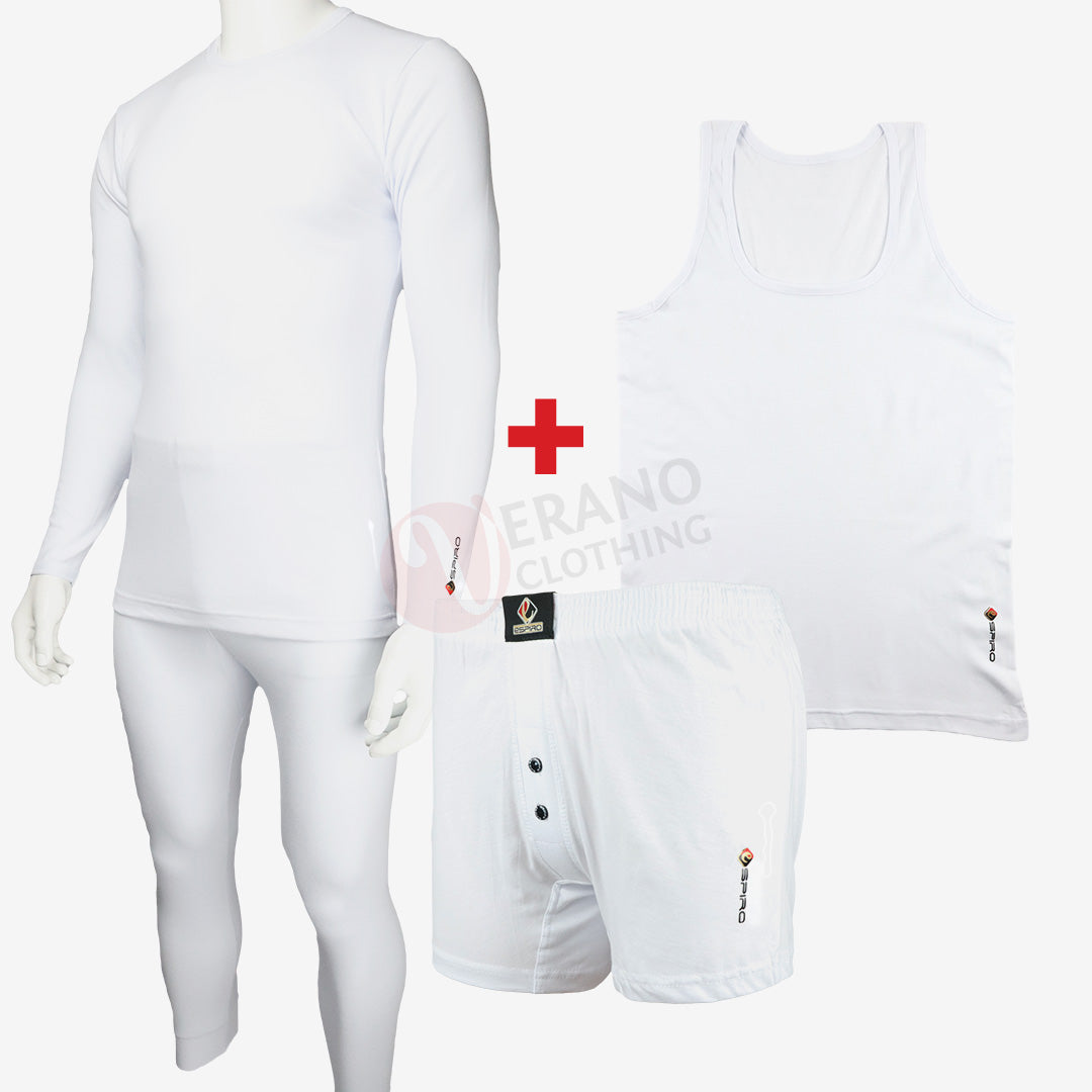 ESPIRO Ensemble de 4 Sous-vêtements 100% Coton Confortables pour l’Automne-Hiver