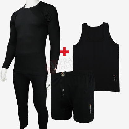ESPIRO Ensemble de 4 Sous-vêtements 100% Coton Confortables pour l’Automne-Hiver