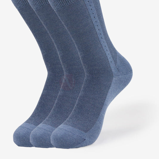 LEADER Lot 3 Chaussettes Classique Ligné Coton Bleu / 39 42 PACK