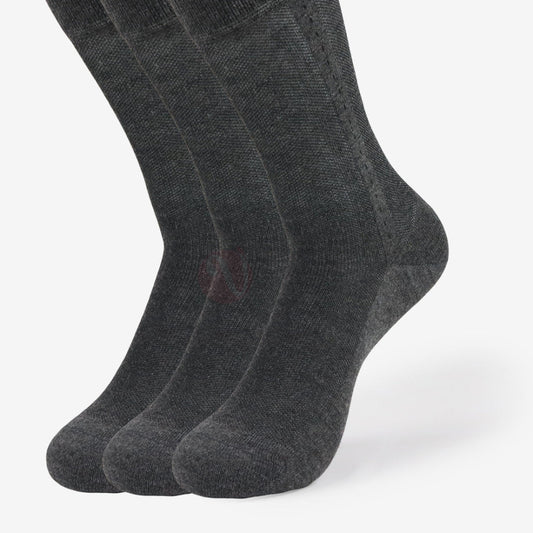 LEADER Lot 3 Chaussettes Classique Ligné Coton Gris foncé / 39 42 PACK