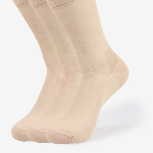 LEADER Lot 3 Chaussettes Fil d’Ecosse Fin en Coton Beige / 39 42 PACK