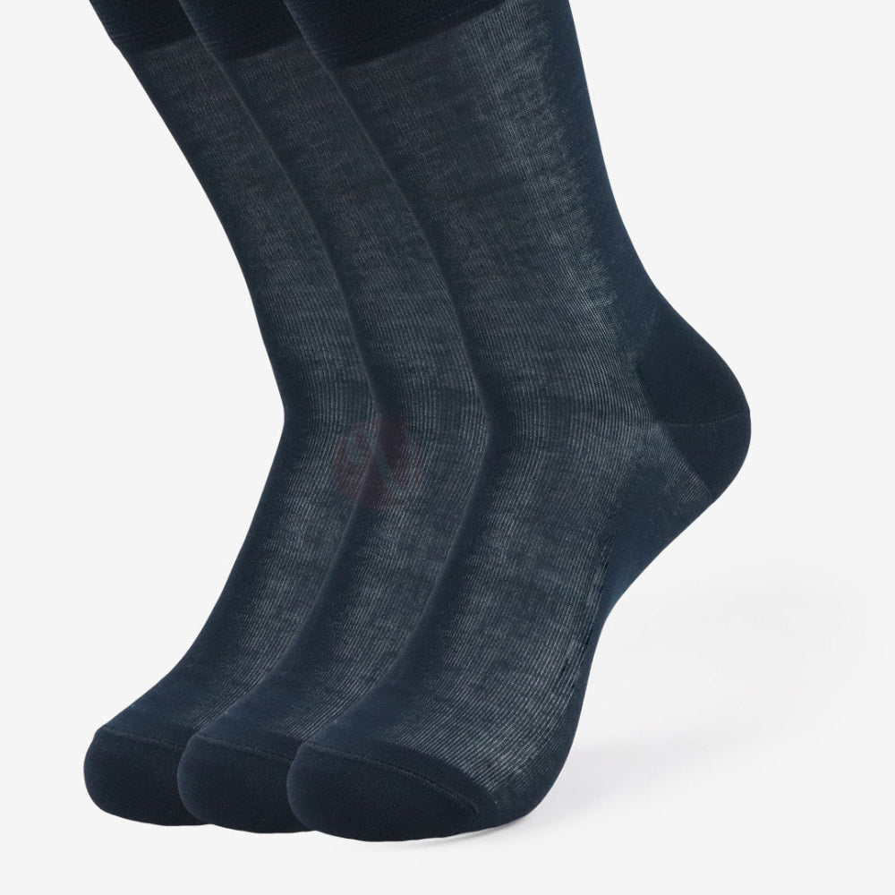 LEADER Lot 3 Chaussettes Fil d’Ecosse Fin en Coton Bleu foncé / 39 42 PACK